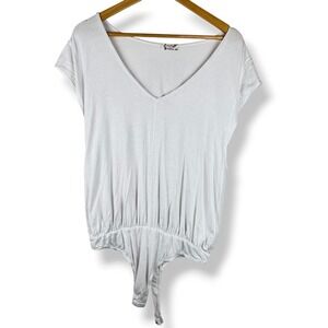 Free‎ People Intimately White Bodysuit Womens Size Large Minimalist Clean Girl